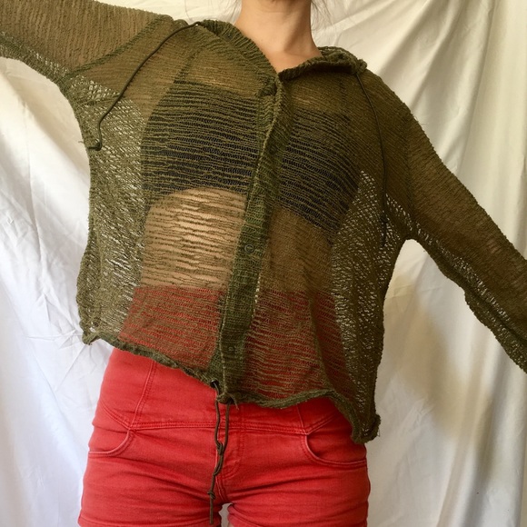 Mesh Hoodie in Army Green SOLD - Picture 4 of 8